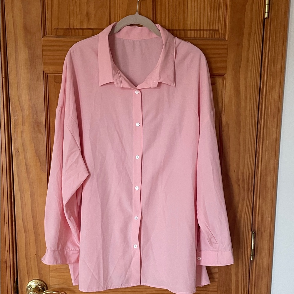 SHEIN Women's Pink Button Down Shirt